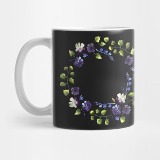 Watercolor wreath with blue flowers Mug